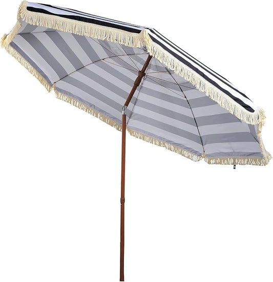 Hula Thatched Tiki Umbrella Tropical Palapa Raffia Tiki Hut Hawaiian Patio Umbrella with Fringe Boho Parasol 6' 8' & 9' Options