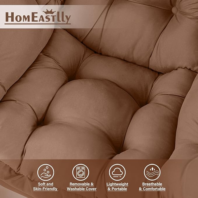 Lazy Chair with Ottoman, Large Khaki Accent Chair with Ottoman, Comfy Reading Armchair, Leisure Sofa Chair for Living Room, Bedroom, Dorm Room, Office