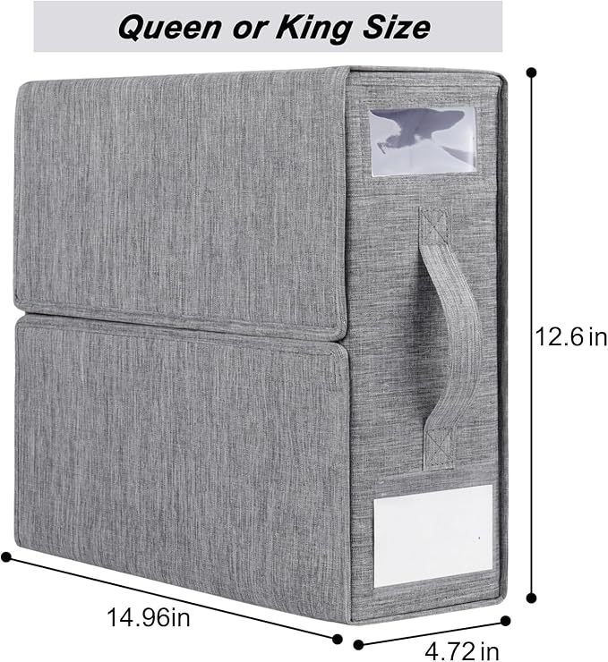 Bed Sheet Organizers and Storage 2 Pack Queen/King Size Foldable Sheet Organizer for Linen Closet Folder Organizer for Duvet Cover Set Bedsheet Organizers for Bedding Clothes Blankets, Grey