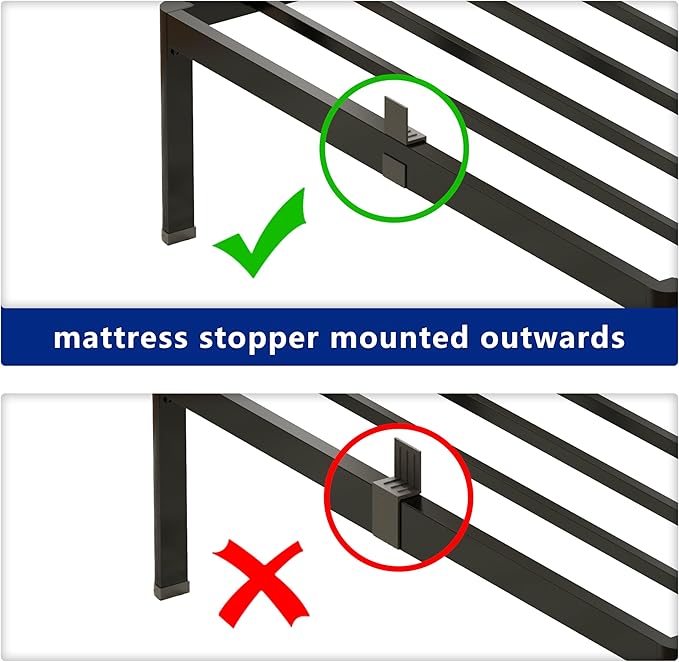 14 Inch Cal King Metal Platform Bed Frame with Round Corner and Mattress Retainers, 3500lbs Heavy Duty Steel Slats Support, No Box Spring Needed, Easy Assembly, Noise Free