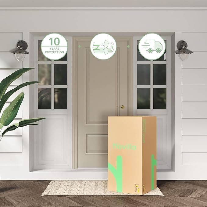 Novilla King Size Mattress, 10 Inch Hybrid Mattress in a Box, Individually Wrapped Pocket Coils Innerspring for Motion Isolation, King Pillow Top Mattresses with Medium Firm Feel, Groove