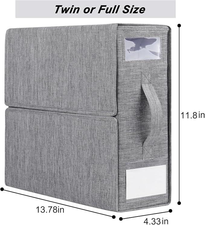 Cosybreeze Bed Sheet Organizer 2 Pack Foldable Linen Closet Organizers and Storage Full or Twin Size Bedsheet Organizer Sheet Storage, Folder Organizers for Duvet Cover Bedding Clothes, Grey