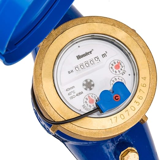 Hunter HC100FLOW 1" Irrigation Flow Meter, Smart Water Meter for Sprinkler Systems, Leak Detection Sensor, Flow Monitoring, Compatible with HC, Pro-HC, HPC, and HCC Controllers