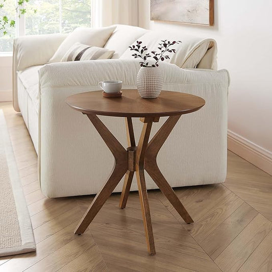 Modway EEI-6558-WAL Crossroads 24” Round Wood Side Table, Walnut