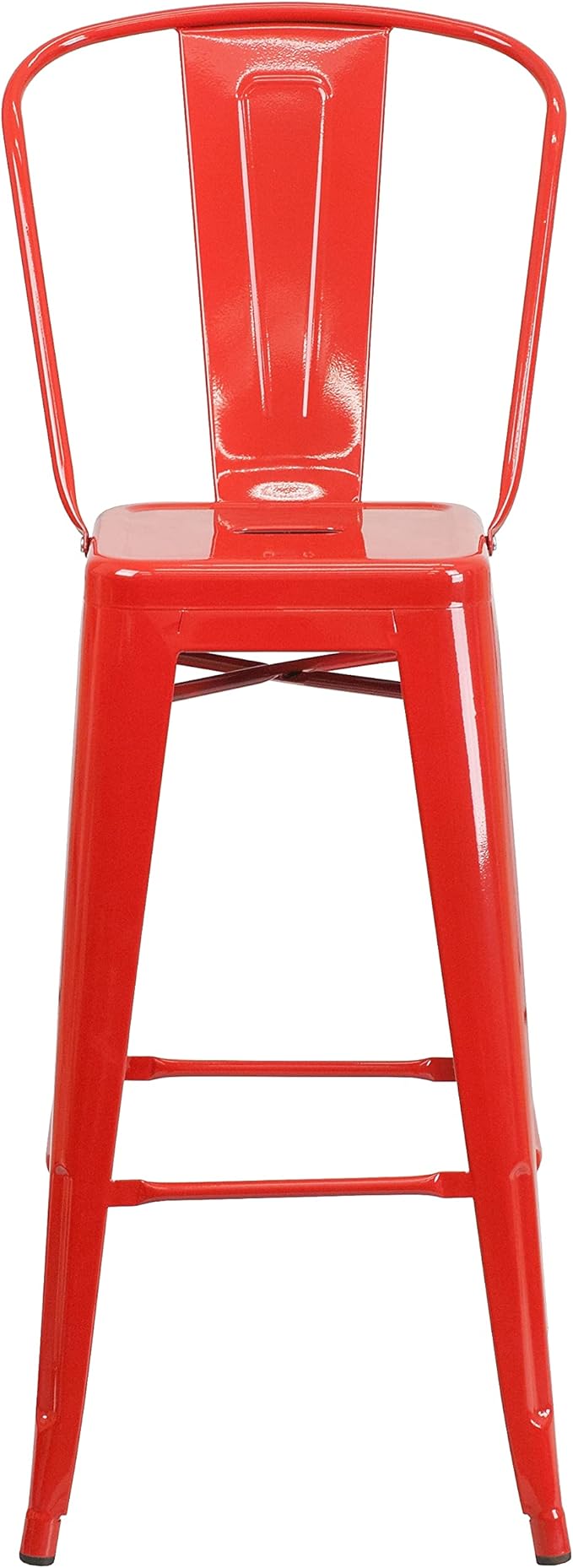 Flash Furniture Lily Commercial Grade 4 Pack 30" High Red Metal Indoor-Outdoor Barstool with Removable Back