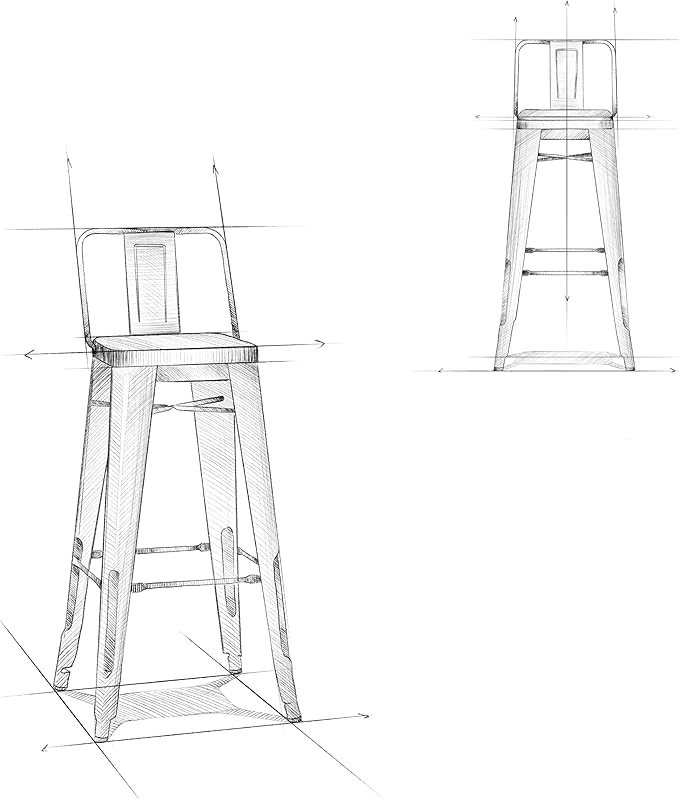 SIMPLIHOME Rayne Industrial Metal 30 inch Bar Stool (Set of 2) in Distressed Black for the Dining Room and Kitchen