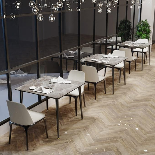 Wisfor Square Kitchen Dining Table: Sintered Stone Dining Room Table Modern Coffee Table Marble Table with Stable Metal for Kitchen Living Room Office Patio Seaside, 31.5x31.5x29.92 inch