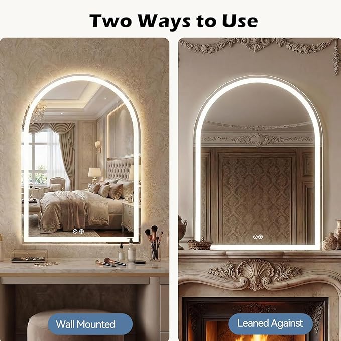 Simple Deluxe 20x28 inch Arched Mirror for Bathroom Vanity Mirror or Wall Decor, Arch Mirror Brushed Metal Frame, Wall Mounted Mirror for Bathroom LivingRoom Bedroom Entryway(20''×28'')