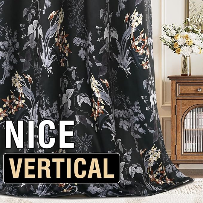 H.VERSAILTEX Blackout Curtains for Bedroom/Living Room Thermal Insulated Printed Curtain Drapes 63 Inches Long Energy Efficient Room Darkening Curtains Pair (2 Panels), Vintage Brocade