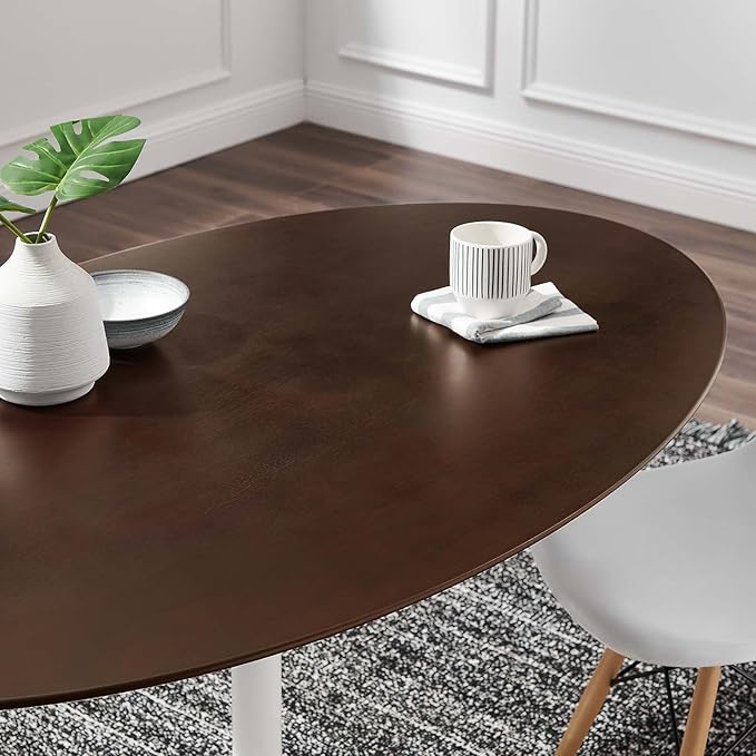 Modway Lippa Dining Table, 60", White Cherry Walnut