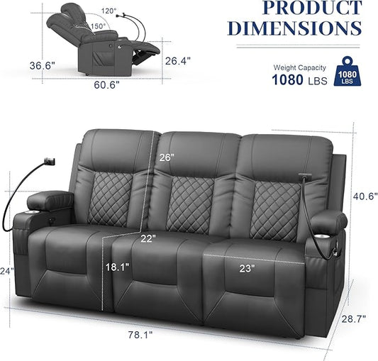 FURNIMAT Recliner Sofa Set with 3+1 Pieces in Living Room, 3 Seater Reclining Sofa, 1 Recliner Chair with 360 Degree Swivel Single Sofa Seat