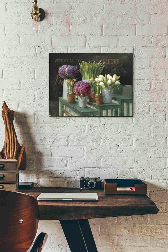 Epic Graffiti 'Les Fleurs Printemps on Black' by Danhui Nai, Canvas Wall Art, 16"x12"