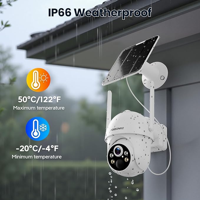 Solar Security Cameras Wireless Outdoor, 4 Cam-Kit, Solar-Powered, 2K Cameras for Home Security System, 360° Pan & Tilt, Color Night Vision, Motion Detection, 64GB Memory Card, No Monthly Fee