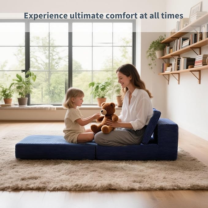 FILUXE Modular Sectional Sofa, Modern Modular Sofa Couch with Deep Seat,Comfy Cloud Couch, Sectional Couches for Living Room, Bedroom and Apartment,1-Seater,Navy Blue