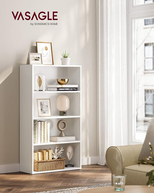 VASAGLE CUSTOS Collection - Bookshelf, 4-Tier Bookcase, Book Shelf, Open Storage Shelf, 9.4 x 23.6 x 42.4 Inches, for Living Room, Home Office, Dinning Room, Cloud White ULBC164T14
