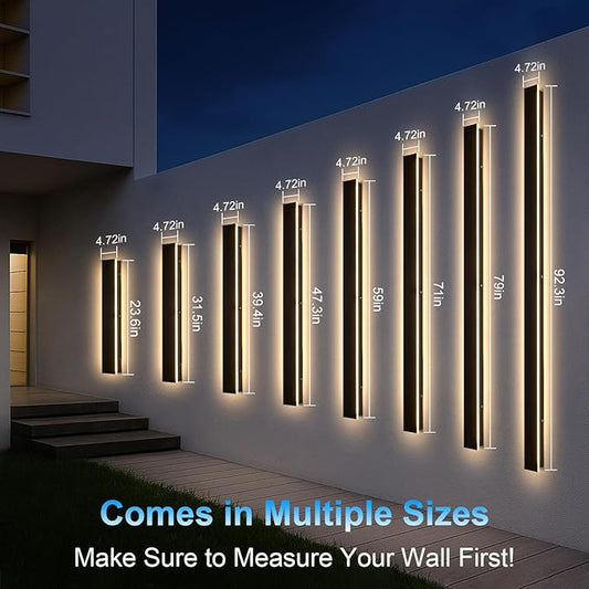 Modern Outdoor Wall Lights - 2pack 59inch 3000K Black Exterior Light Fixtures Wall, Porch Lights Outdoor Wall Sconce, Patio Long Strip Wall Light Fixtur Outside for Garage, House(4.72 Inch Wide)
