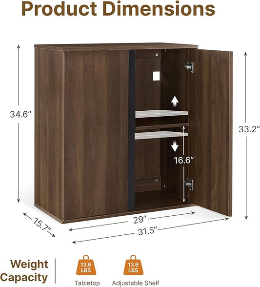 31.5" Sideboard Buffet Cabinet with Storage Modular Accent Display Kitchen Storage Cabinet Wood Coffee Bar Console for Living Room, Hallway, Kitchen, Dining Room,Walnut