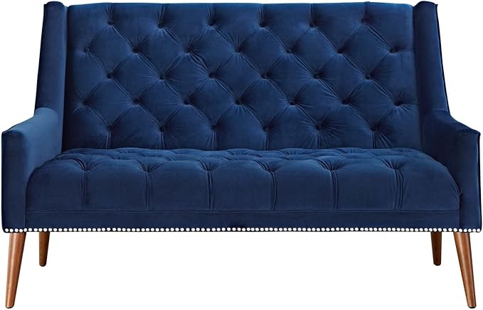 Modway Peruse Velvet Loveseat in Navy