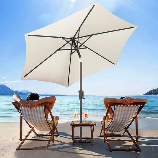 7.5FT Outdoor Patio Umbrella - Table Umbrella Waterprool UV Protection, Sombrillas de Patio with Push Button Tilt, Sun Umbrella for Pool, Porch, Garden, Deck, Backyard (Ivory)