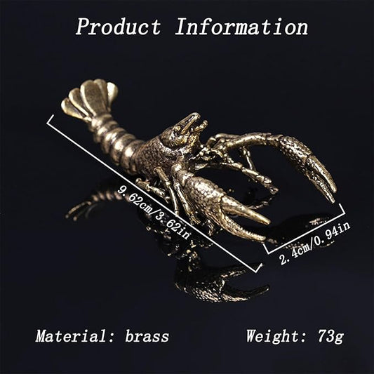 Crayfish Figurine, Solid Brass Lobster Figurine Brass Animal Figurines Desktop Statue Collectibles Copper Decorative Objects Home Decor Office Home and Shelf Decorations