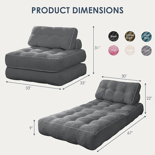 Folding Sofa Bed,Convertible Sleeper Chair for Adults, Folding Sofa Bed Foam Filling Couch with Pillow,Sleeper Chairs Single Size Floor Mattress