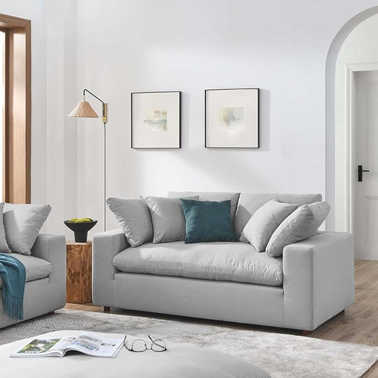 Modway EEI-4859-LGR Commix Down Filled Overstuffed Loveseat, Light Gray