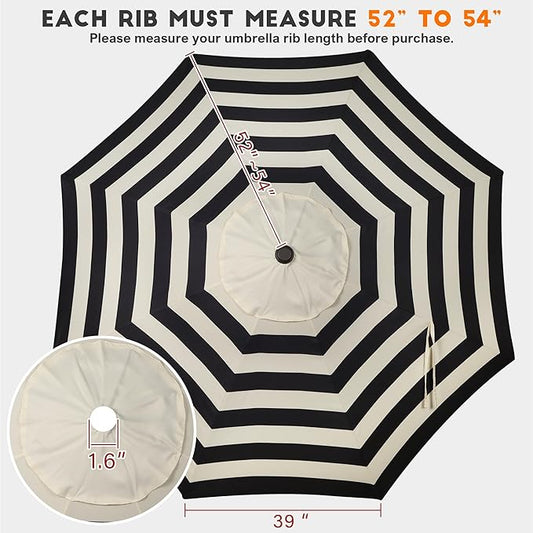 Blissun 9ft Patio Umbrella Replacement Canopy, Market Umbrella Top, Outdoor Table Umbrella Canopy for 8 Ribs, Canopy Only