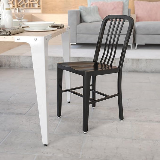 Flash Furniture Commercial Grade Black Metal Indoor-Outdoor Chair