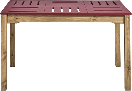 Manhattan Comfort Stillwell 47" Solid Pine Wood Dining Table for 6, Mid-Century Modern Kitchen Furniture with Stylish Painted Top, Perfect for Small Spaces, , Red