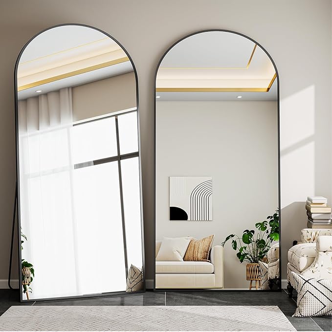 71"x26" Arched Mirror Full Length, Standing Floor Mirror, Wall Mounted Mirror with Aluminum Frame - for Standing, Leaning or Hanging, for Living Room Dressing Room, Silver