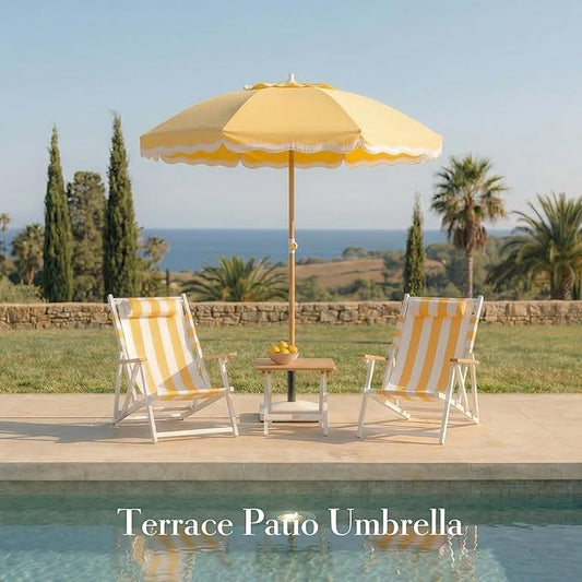 6FT Patio Beach Umbrella for Outdoor, UPF 50+ Sun Shade for Patio, Backyard, Garden, Pool and Beach, Tilt Adjustable, Portable, Harbour Mimosa