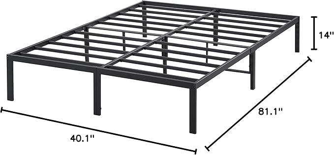Olee Sleep 14 Inch Dura Metal Steel Slat Bed Frame, Twin XL