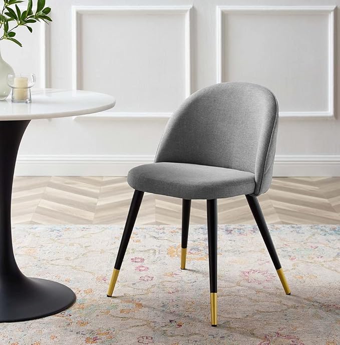 Modway Cordial Fabric Upholstered Dining Accent Chairs in Light Gray - Set of 2