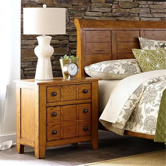Liberty Furniture Grandpa's Cabin Drawer Night Stand, 27" x 17" x 27", Aged Oak