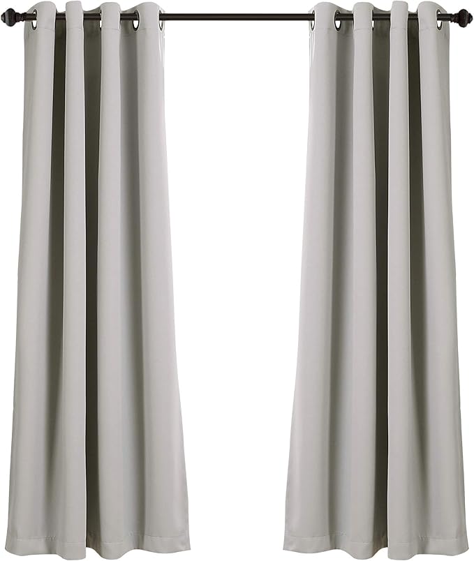 Lush Decor Insulated Grommet Room Darkening Window Curtain Panels, Pair, 52" W x 45" L, Light Gray - Drapes - Curtains For Bedroom or Living Room