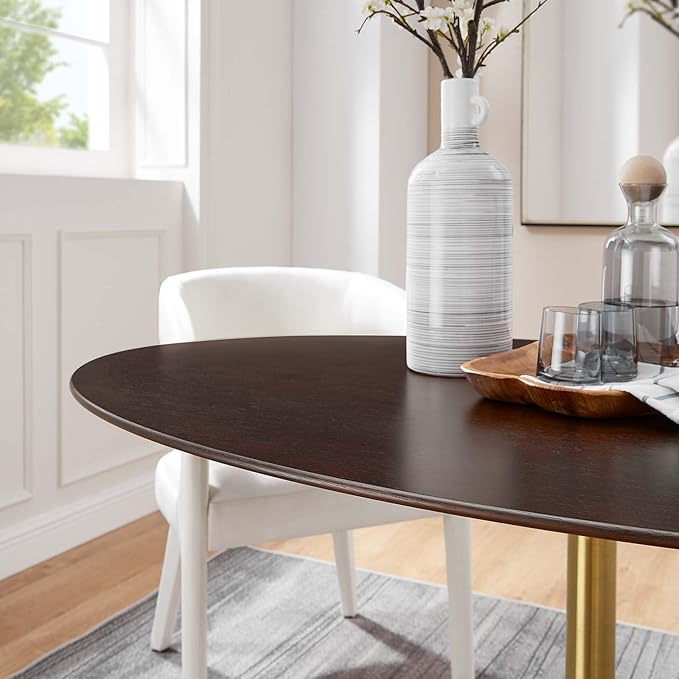 Modway Lippa Dining Table, 60", Gold Cherry Walnut