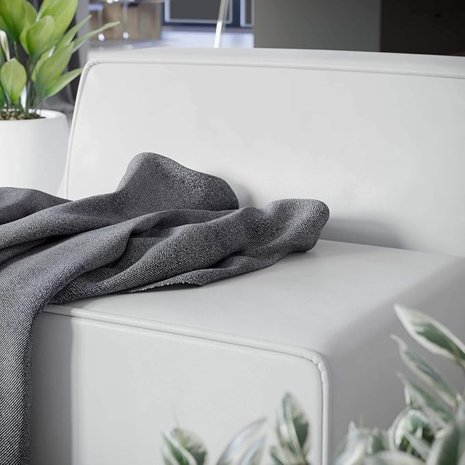 Modway Mingle Vegan Leather Sectional Sofa Armless Chair in White