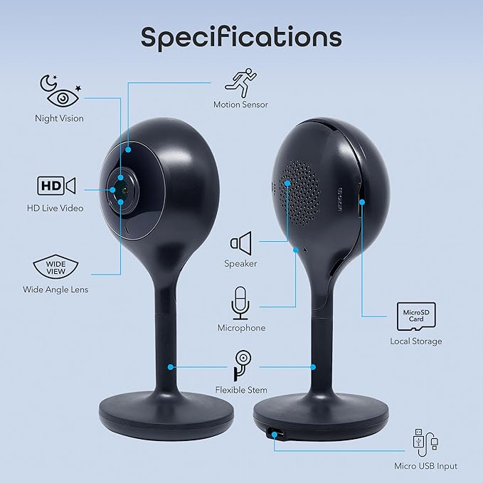 Geeni Look 1080p Indoor Security Camera – 2-Pack Full HD WiFi Indoor Camera with 2-Way Audio, Motion Detection, & Night Vision – Support for Alexa & Google Assistant