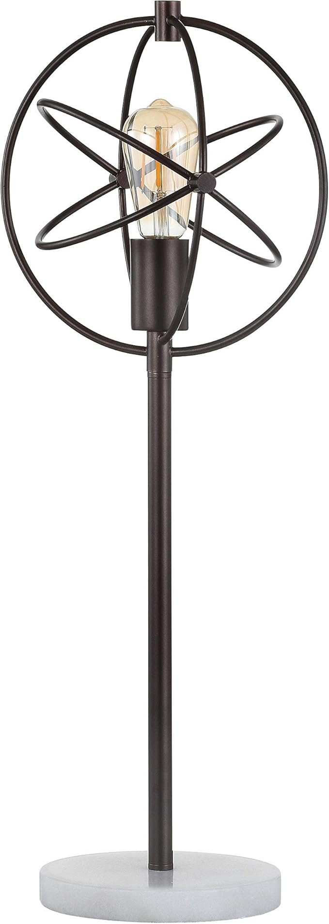 JONATHAN Y 26.5" Oil Rubbed Bronze Atomic Caged LED Table Lamp, Industrial Modern Metal Desk Lamp with White Marble Base for Living Room Bedroom, LED Bulb Included JYL1091A