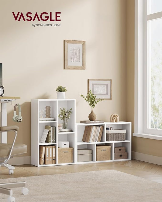 VASAGLE CUSTOS Collection - Bookshelf, Bookcase, Cube Shelf with 5 Compartments, 9.4 x 19.7 x 31.6 Inches, Storage Shelf, for Living Room, Home Office, Dining Room, Cloud White ULBC25WT