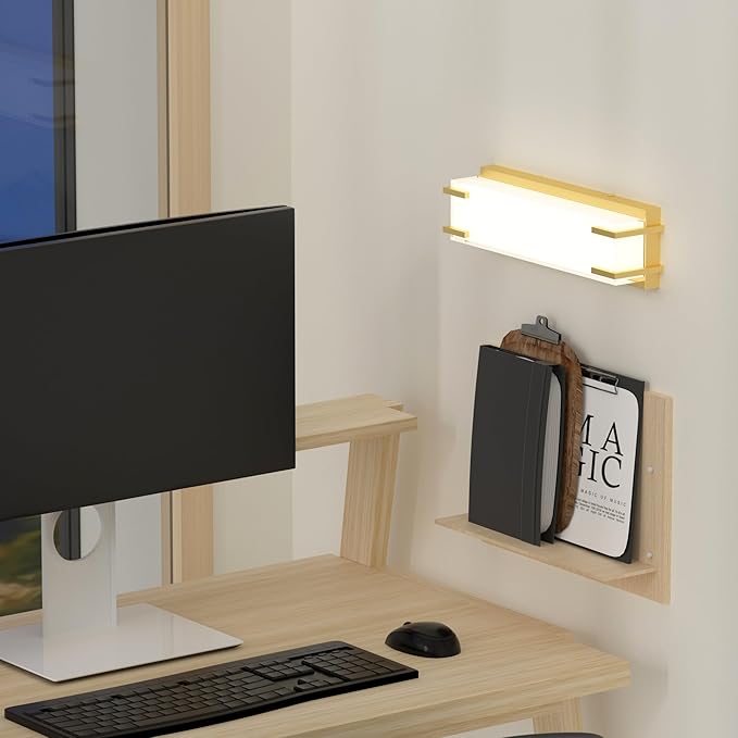 LED Wall Sconce, Wall Lamp with Brushed Nickel Finish and Milky White Lampshade, LED Sconces Wall Lighting 4000K Daylight CCT, 110 Volt Hardwired Wall Light fixtures (Gold)