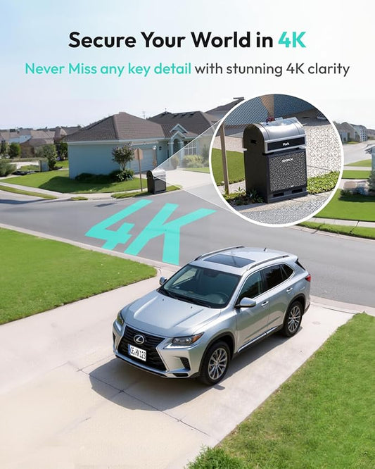 BOTSLAB Security Cameras Wireless Outdoor, 2 Cam-Kit, 4K Color Night Vision, Solar Cameras for Home Security with 360° PT,No Monthly Fee,32GB Local Storage Base Station,Auto Tracking,Easy Installation