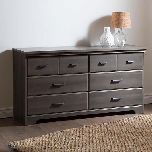 South Shore Versa Collection 6-Drawer Double Dresser, Gray Maple with Antique Handles