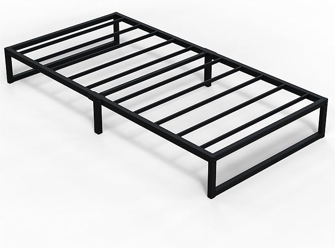 10 Inch Twin Bed Frames, Metal Platform Mattress Foundation with Steel Slat Support, No Box Spring Needed, Easy Assembly, Black