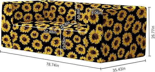 Loveseat Sofa, Boneless Couch in a Box with Sunflowers Print, Small Couch for Small Spaces, High-Resiliency Memory Foam, No Assembly Required, for Living Room, Bedroom, Office
