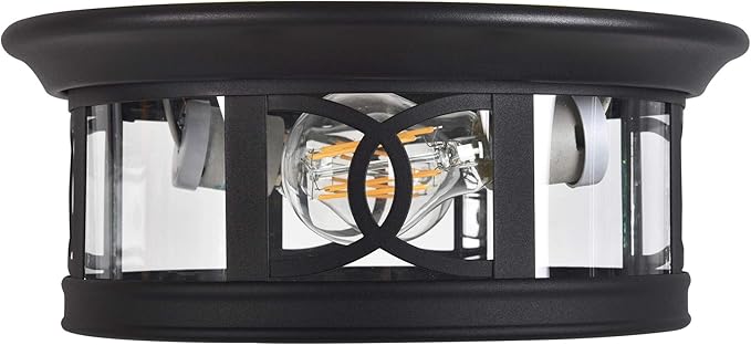 Design House 589002-BLK Summit Traditional Outdoor/Indoor Dimmable Ceiling Light with Clear Glass for Porch Entryway Patio Hallway, Textured Matte Black