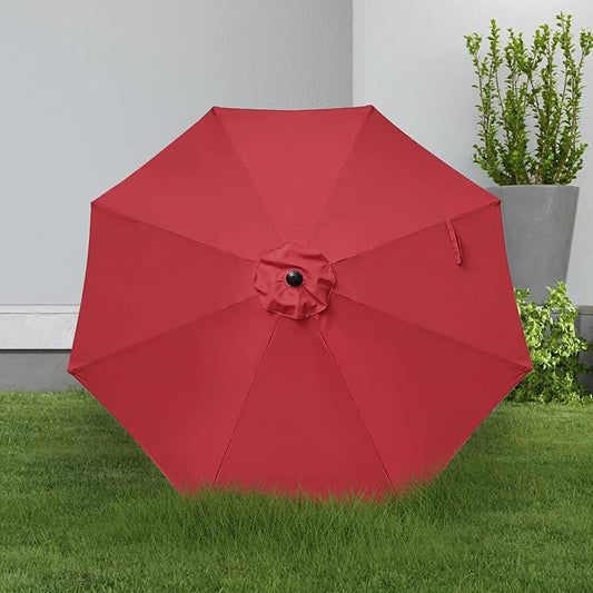 YSSOA 9' Patio Umbrella Outdoor Table Market Yard Umbrella with 8 Sturdy Ribs, Red
