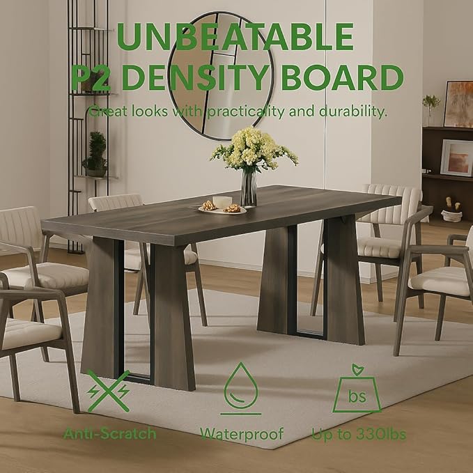 YITAHOME 70.86 Inch Dining Table for 6-8 People, Wooden Farmhouse Rectangular Kitchen Table, Modern Dining Room Dinner Table for Home Kitchen Apartment Restaurant, Rustic Grey