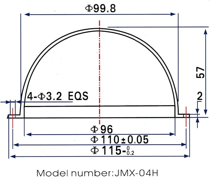 JMX Acrylic/PC CCTV Replacement Clear Camera Dome Cover Security Camera Housing Pet Dog Fence Window Skylight Window (4 Inches H: 2.244", Transparent)