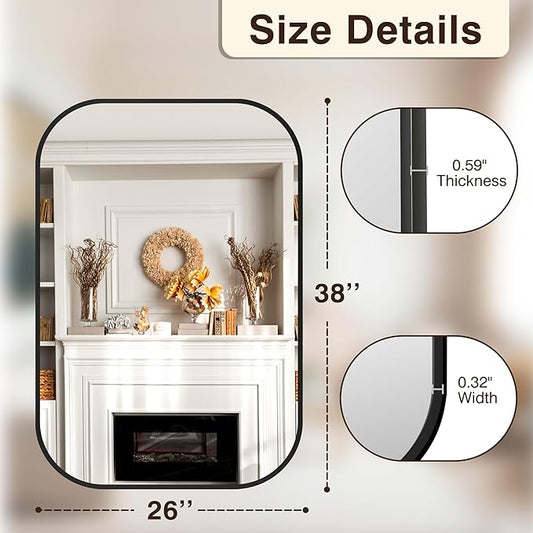 FICTOR Bathroom Vanity Mirror for Wall, 2 Pack 26" x 38" Rectangle Bathroom Mirror for Over Sink, Metal Framed, Hangs Horizontally or Vertically(Black)